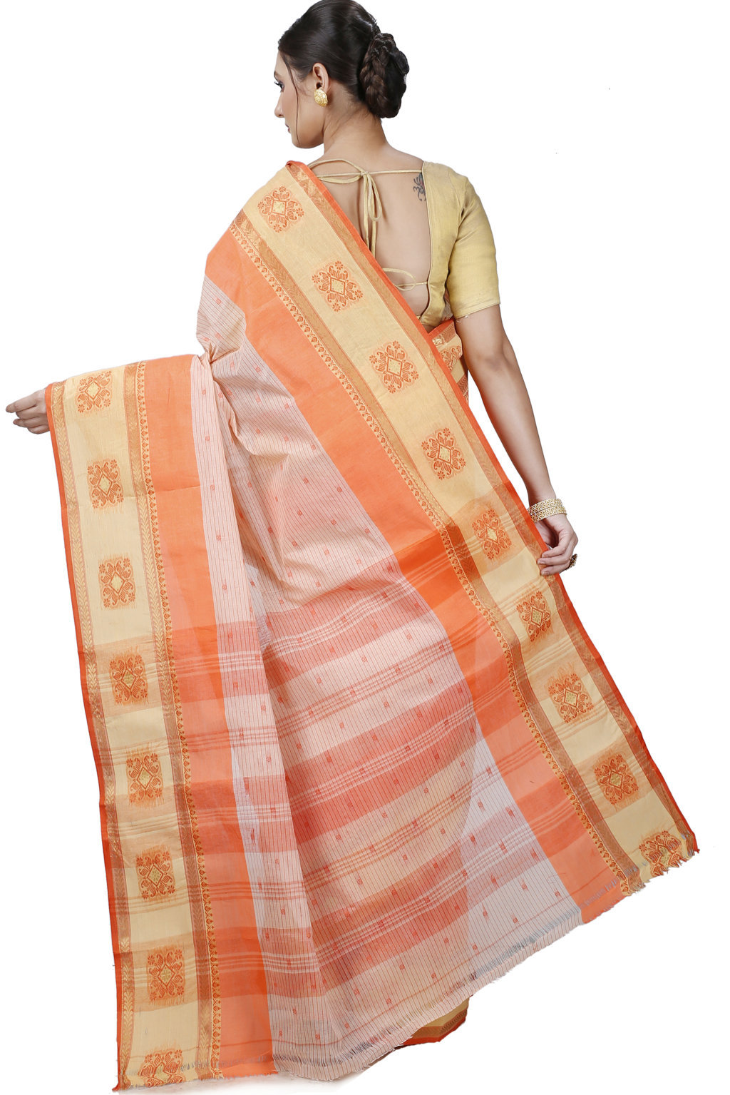 Orange Pure Cotton Uma Tant Saree (1147)
